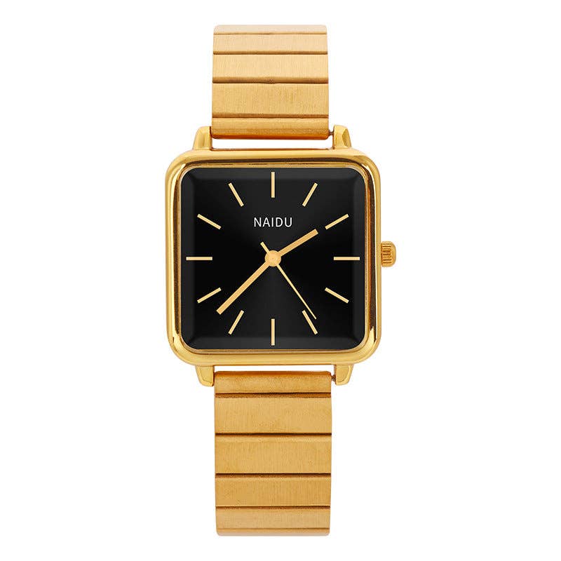 Montre femme dorée à cadran carré